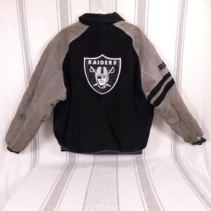 Oakland Raiders Jacket Mens XL NFL Football Leather Suede Bomber Distressed 510‎